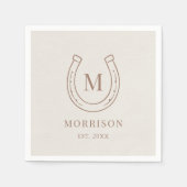 Serviette En Papier Horseshoe Country Western Monogram Wedding (Devant)