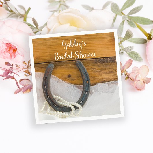 Serviette En Papier Horseshoe et Pearls Country Fête des mariées occid