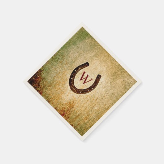 Serviette En Papier Horseshoe Monogrammed Cocktail Napkin (Coin)