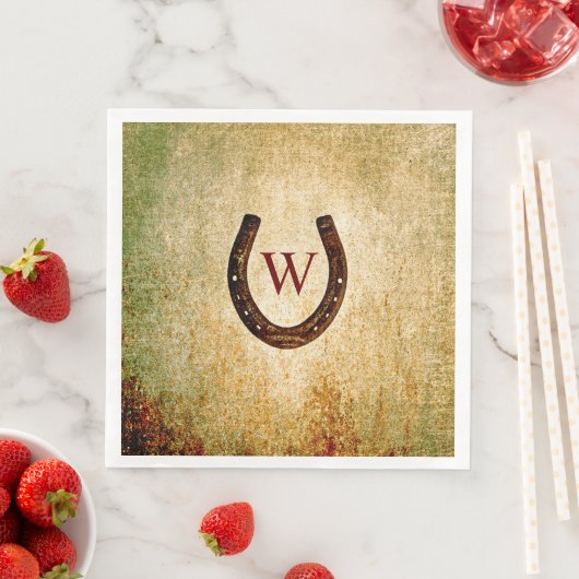 Serviette En Papier Horseshoe Monogrammed Diner Napkin (En situation)