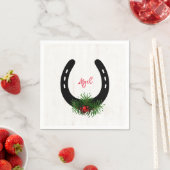 Serviette En Papier Horseshoe Silhouette Noël Vert NOM (En situation)