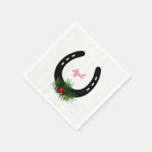 Serviette En Papier Horseshoe Silhouette Noël Vert NOM (Coin)
