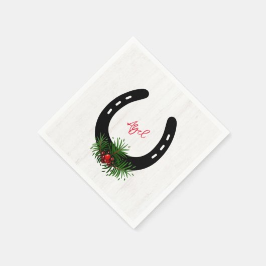 Serviette En Papier Horseshoe Silhouette Noël Vert NOM (Coin)