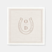 Serviette En Papier Horseshoe Western Country Brown Monogram Wedding (Devant)