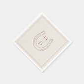 Serviette En Papier Horseshoe Western Country Brown Monogram Wedding (Coin)