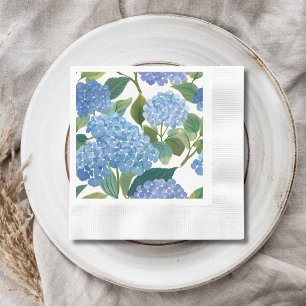 Serviette En Papier Hortensias bleus Beau buisson floral