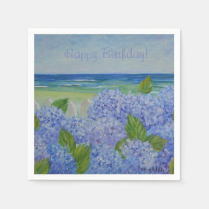 Serviette En Papier Hortensias de joyeux anniversaire par la mer
