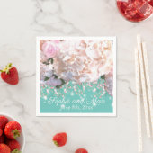 Serviette En Papier Hortensias romantiques blancs roses, fleurs blanch (En situation)