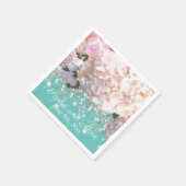 Serviette En Papier Hortensias romantiques blancs roses, fleurs blanch (Coin)