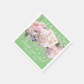 Serviette En Papier Hortensias romantiques blancs roses, fleurs blanch (Coin)