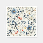 Serviette En Papier Hostess Blue Floral Watercolor Event (Devant)