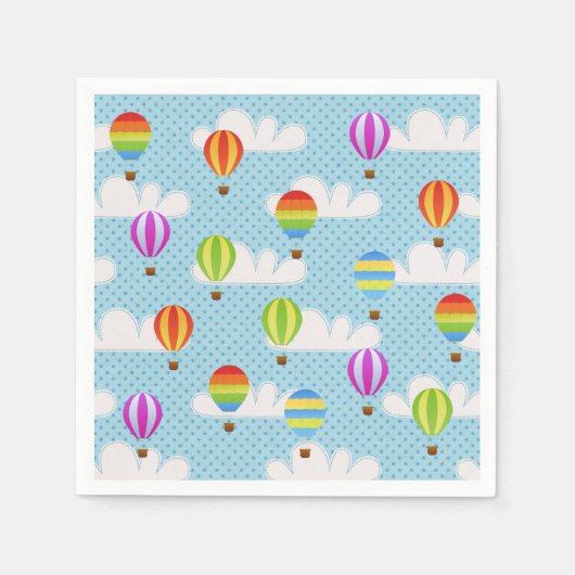Serviette En Papier Hot Air Ballons à Cloudy Dotty Sky (Devant)