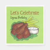 Serviette En Papier Hot Chicken Wings Fêtons la fête d'anniversaire (Devant)