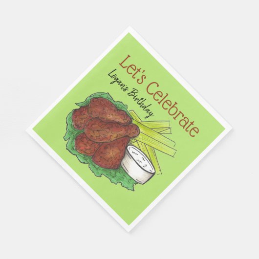 Serviette En Papier Hot Chicken Wings Fêtons la fête d'anniversaire (Coin)