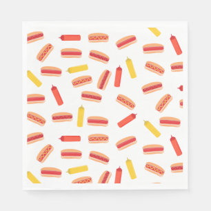 Serviette En Papier Hot Dog Fast Food Motif barbecue