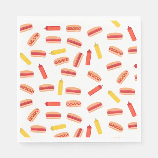 Serviette En Papier Hot Dog Fast Food Motif barbecue (Devant)