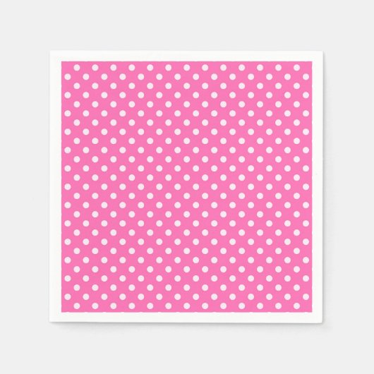 Serviette En Papier Hot Pink #2 et White Polka Dots (Devant)