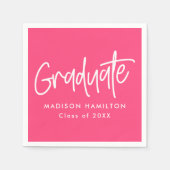Serviette En Papier Hot Pink | Graduation de script de préppy (Devant)