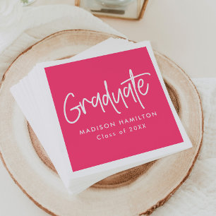 Serviette En Papier Hot Pink Graduation de script de préppy