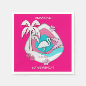 Serviette En Papier Hot Pink Tropical Flamingo 60th Birthday Party (Devant)