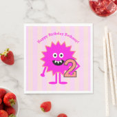 Serviette En Papier Hot rose 2e anniversaire fille Monster mignon amus (En situation)