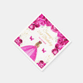 Serviette En Papier Hot rose Blonde cheveux Princesse Anniversaire (Coin)