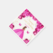 Serviette En Papier Hot rose Brown cheveux princesse fête d'anniversai (Coin)