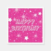 Serviette En Papier Hot rose Étoiles Étincelles joyeuses fête d'annive (Devant)