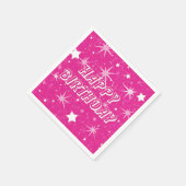 Serviette En Papier Hot rose Étoiles Étincelles joyeuses fête d'annive (Coin)