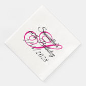 Serviette En Papier Hot rose Fancy Monogramme 60e anniversaire (Coin)