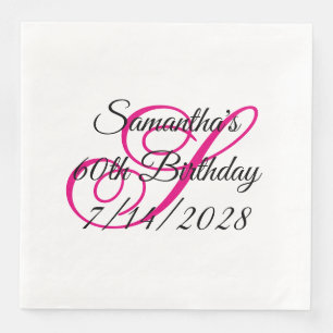 Serviette En Papier Hot rose Fancy Monogramme 60e anniversaire