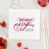 Serviette En Papier Hot rose Fancy Monogramme 60e anniversaire (En situation)