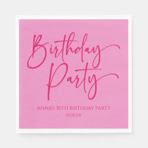 Serviette En Papier Hot rose moderne minimaliste fête d'anniversaire