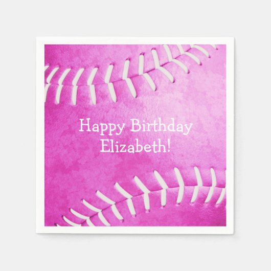 Serviette En Papier hot rose softball filles sport fête d'anniversaire (Devant)