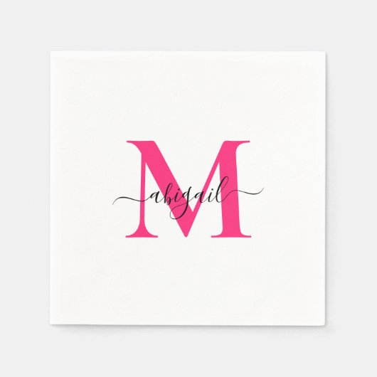 Serviette En Papier Hot Rose Swash Script Cocktail blanc (Devant)