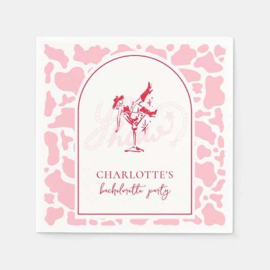 Serviette En Papier Hot Rose Western Bachelorte (Devant)