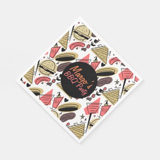 Serviette En Papier Hotdog Burger Doodle BBQ Motif d'anniversaire (Coin)