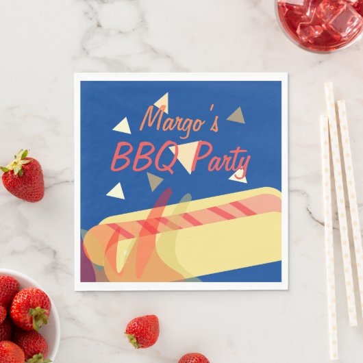 Serviette En Papier Hotdog Cookout BBQ Anniversaire Party Blue Napkins (En situation)