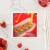 Serviette En Papier Hotdog et moutarde - Papier Napkin (En situation)