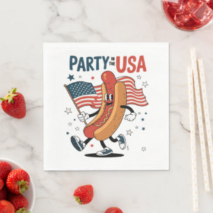 Serviette En Papier Hotdog fête du 4 juillet feux d'artifice Jour de l
