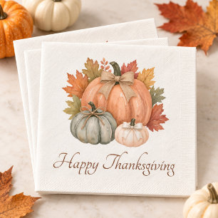 Serviette En Papier Hôtesse de Thanksgiving Aquarelle Citrouille et Ar
