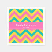 Serviette En Papier HotPink2 Ananas Turquoise LG Chevron Nom Monogramm (Devant)
