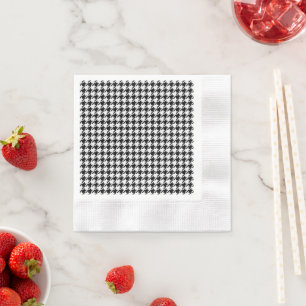 Serviette En Papier Houndstooth noir et blanc par Shirley Taylor