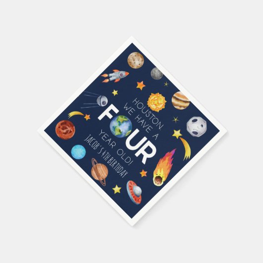 Serviette En Papier Houston Nous avons quatre ans 4e fête d'anniversai (Coin)