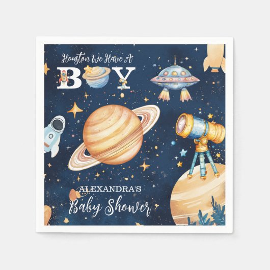 Serviette En Papier Houston Nous Avons Un Garçon De L'Espace Extérieur (Devant)