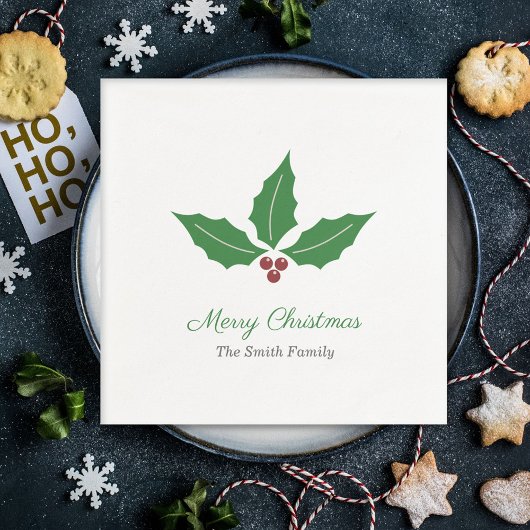 Serviette en papier Houx de Noël