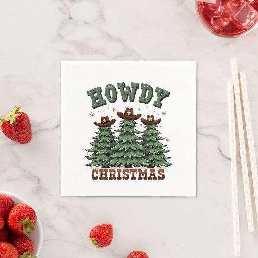 Serviette En Papier Howdy Christmas Cactus Western Xmas (En situation)