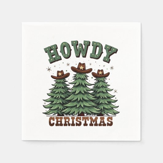 Serviette En Papier Howdy Christmas Cactus Western Xmas (Devant)