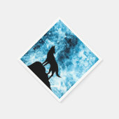 Serviette En Papier Howling Wolf Hiver neige bleue fumée Abstraite (Coin)