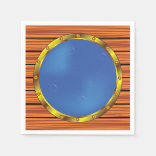 Serviette En Papier Hublot de navire nautique avec eau bleue